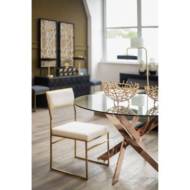 Allure Round Dining Table with Intersected Rose Gold Legs - Image 3