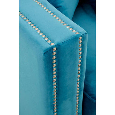Sofia 2 Seater Cyan Blue Velvet Sofa