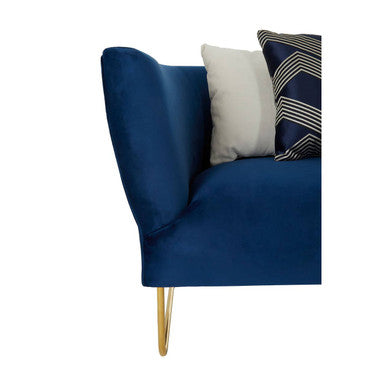 Renee 5 Seat Dark Blue Velvet Corner Sofa