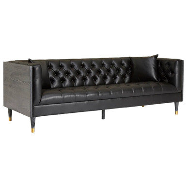 3 Seater Black Faux Leather Sofa, Raven
