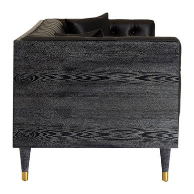 3 Seater Black Faux Leather Sofa, Raven