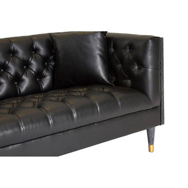 3 Seater Black Faux Leather Sofa, Raven