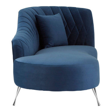 Rene Dark Blue Velvet Right Hand Chaise Longue
