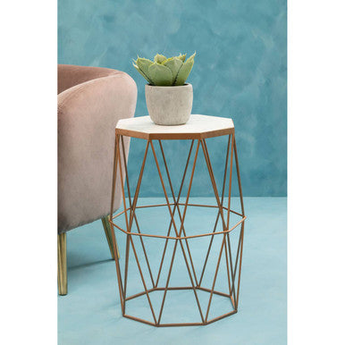 Shalimar Octagonal Marble And Gold Side Table