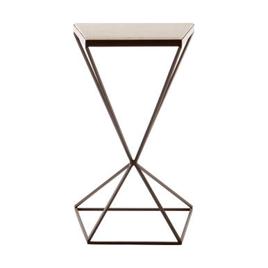 Geometric metal side table on a white background
