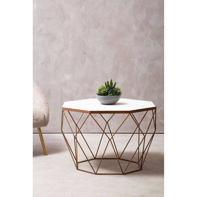 Shalimar Octagonal White Marble Top Coffee Table