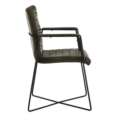 Buffalo Iron And Grey Leather Weave Chair - Image 4