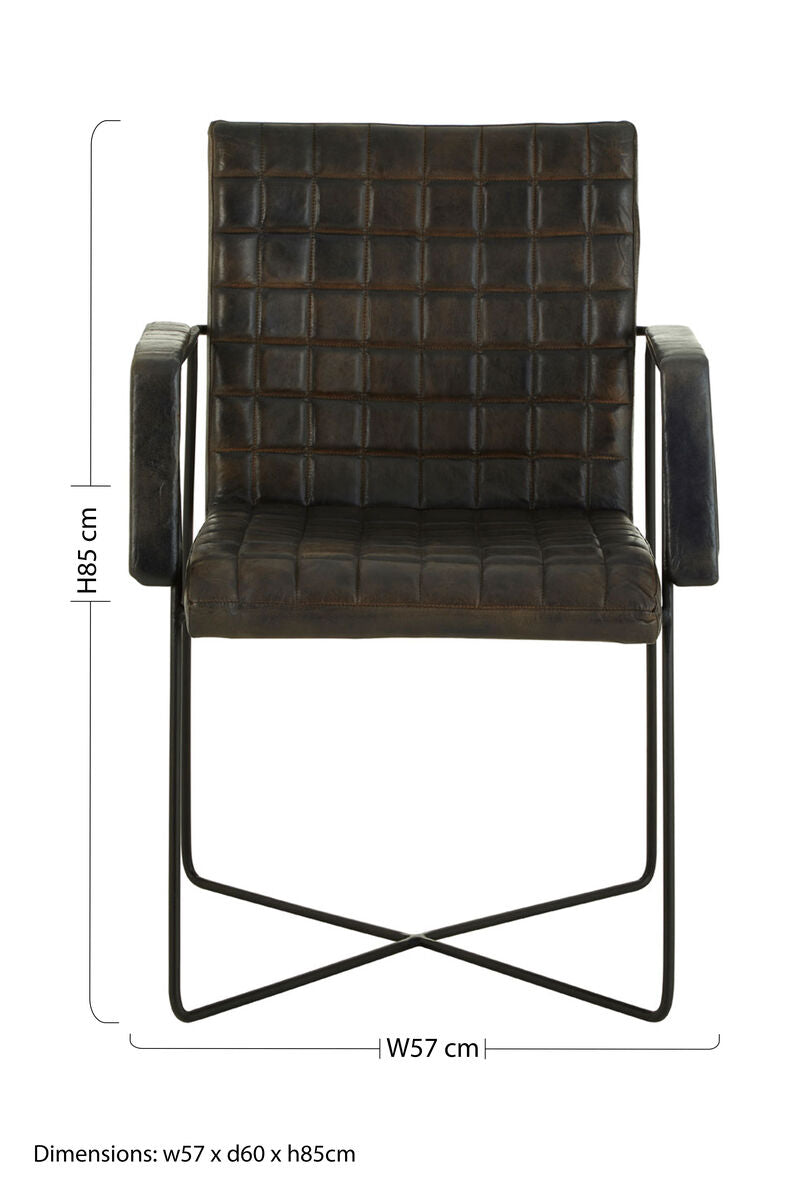 Buffalo Iron And Grey Leather Weave Chair - Image 9