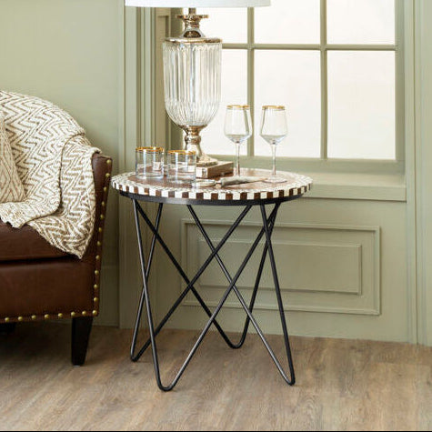 Artisan Round Acacia Wood Side Table - Image 2