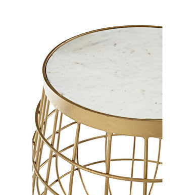Nirav White Marble Top Side Table