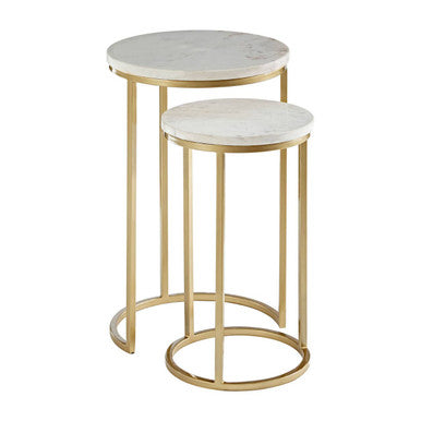 Nirav White Marble Large Nesting Tables