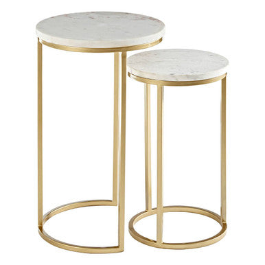 Nirav White Marble Large Nesting Tables