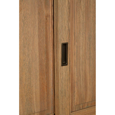 Lyon Oak Wood Tall Cabinet with Washed Grey Finish