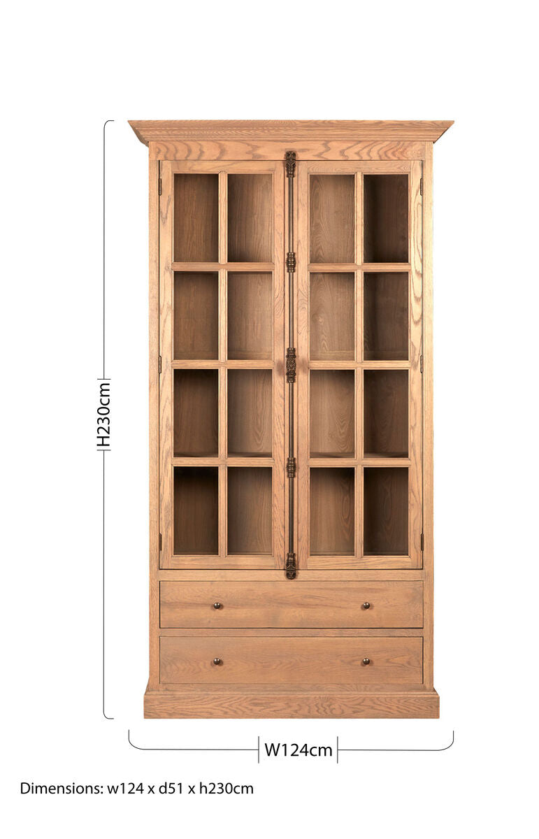 Lyon Washed Grey Finish Oak Wood Tall Cabinet