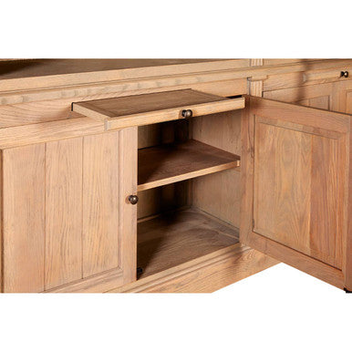 Lyon Washed Grey Oak Wood Large Bookcase With Ladder