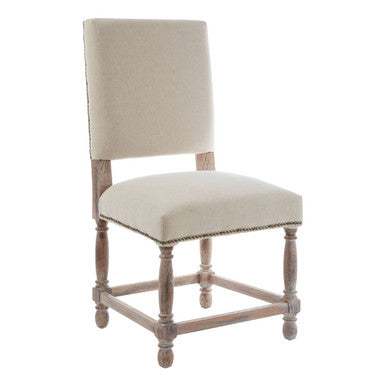 Lyon Linen Dining Chair with Oak Wood Whitewash Finish - Image 3