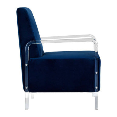 Clarence Navy Blue Velvet Armchair