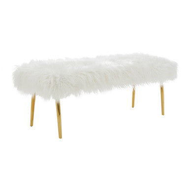 Clarence Fur Effect Bench with Gold Legs - Image 3