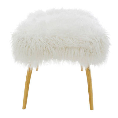 Clarence Fur Effect Bench with Gold Legs - Image 4