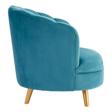 Orlina Blue Velvet Chair With Gold Wood Legs