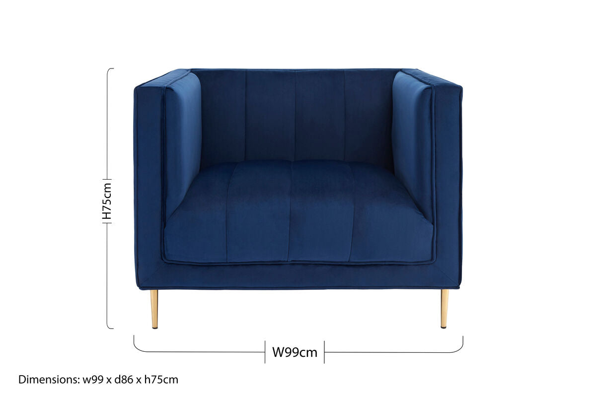 Otylia Deep Blue Velvet Armchair
