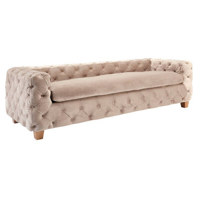 3 Seater Beige Velvet Sofa, Ophelia