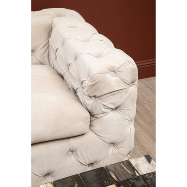 3 Seater Beige Velvet Sofa, Ophelia