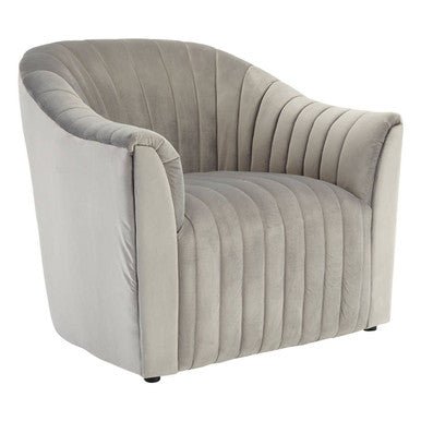 Opel Grey Velvet Armchair - Image 4