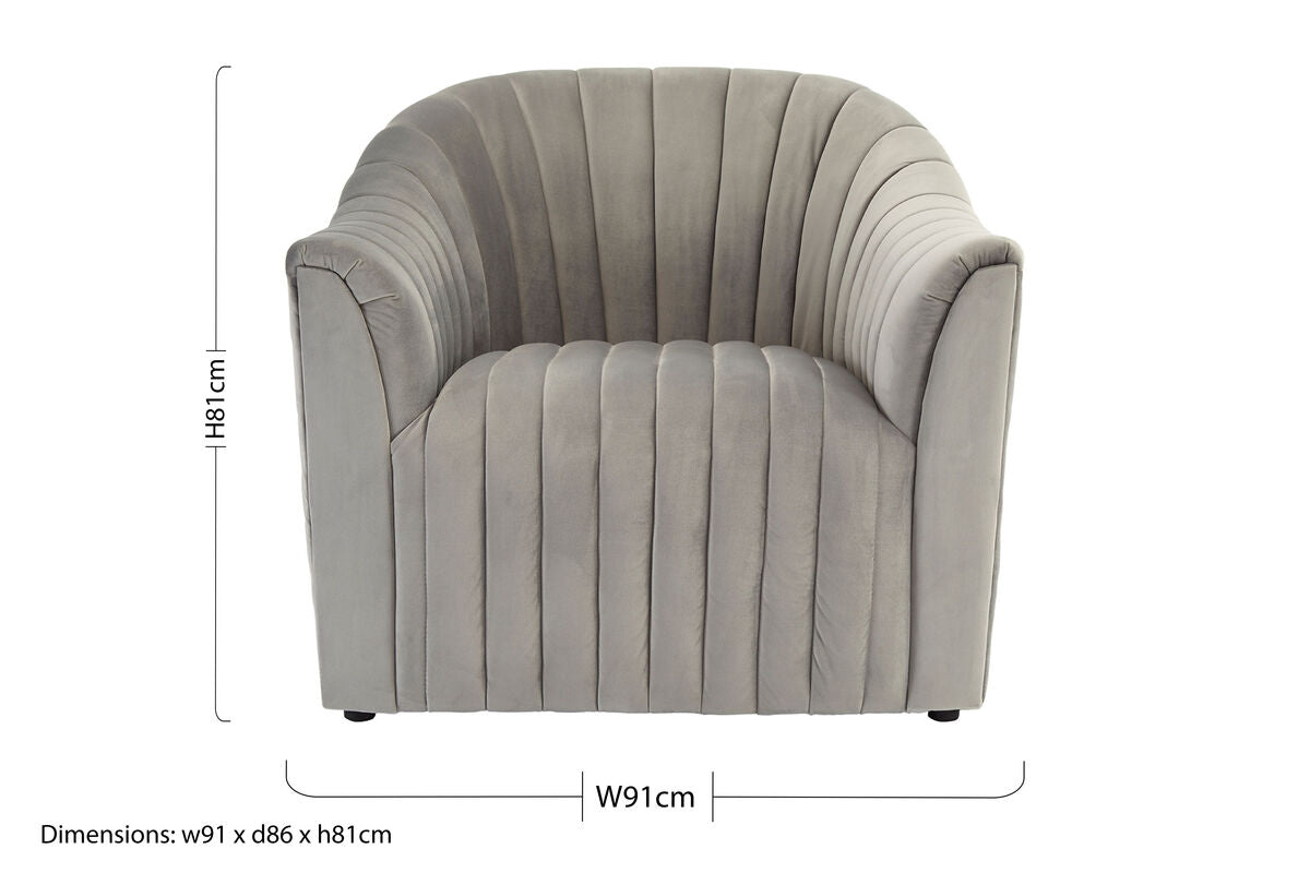 Opel Grey Velvet Armchair - Image 8