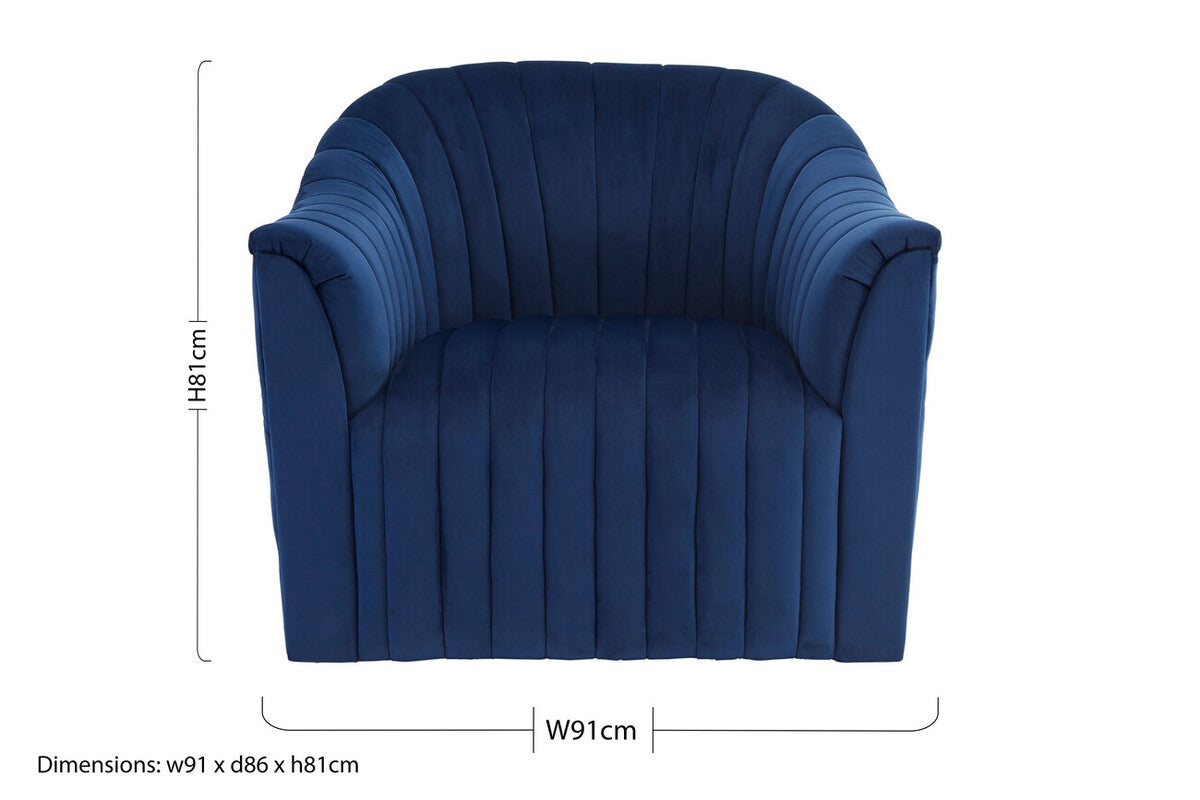 Opel Deep Blue Velvet Armchair