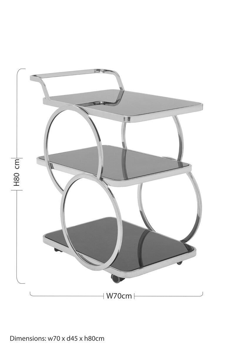 Alvaro Chrome Finish Drinks Trolley