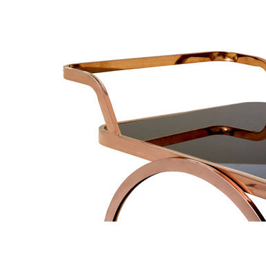 Alvaro Black Glass and Rose Gold Drinks Trolley