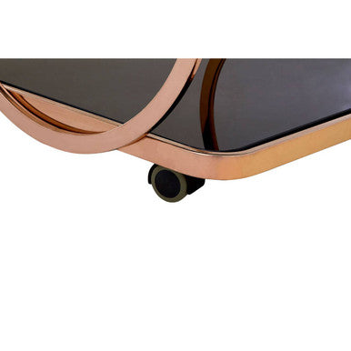 Alvaro Black Glass and Rose Gold Drinks Trolley