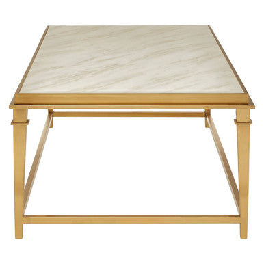 Alvaro Rectangular Coffee Table With White Marble Top - Image 6