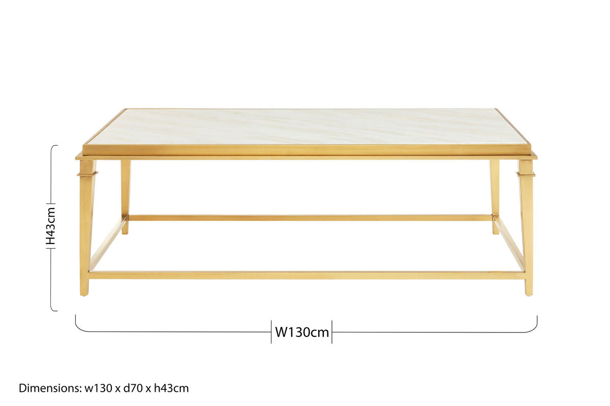 Alvaro Rectangular Coffee Table With White Marble Top - Image 9