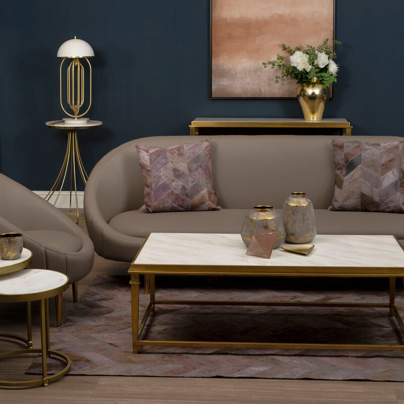 Alvaro Rectangular Coffee Table With White Marble Top - Image 5