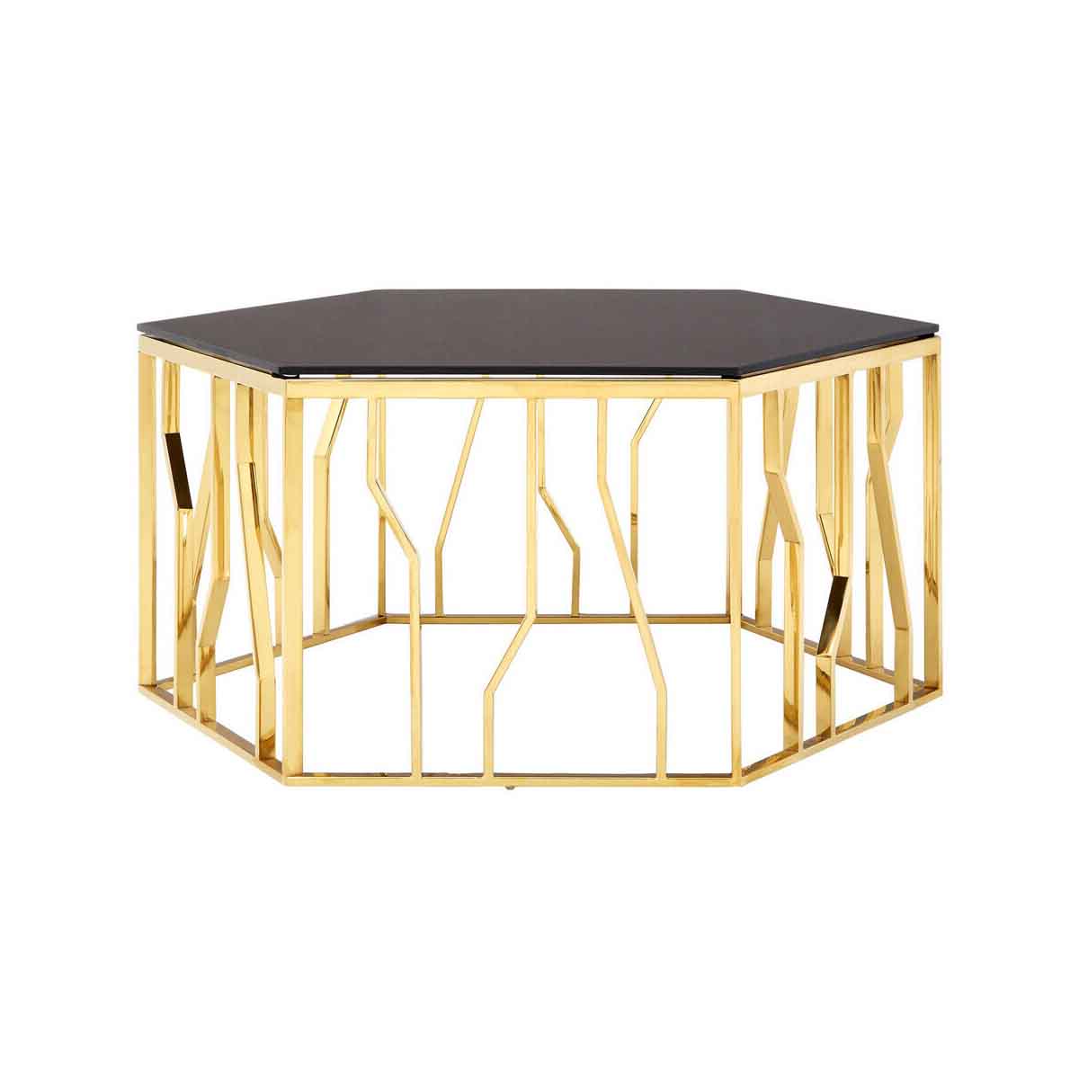 Alvaro Gold and Black Hexagonal Coffee Table