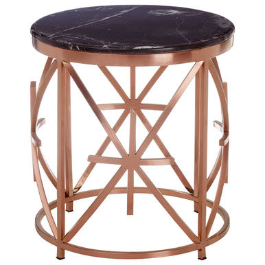 Alvaro Black Marble And Rose Gold Side Table