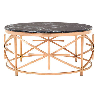 Alvaro Black Marble And Rose Gold Coffee Table - Image 2