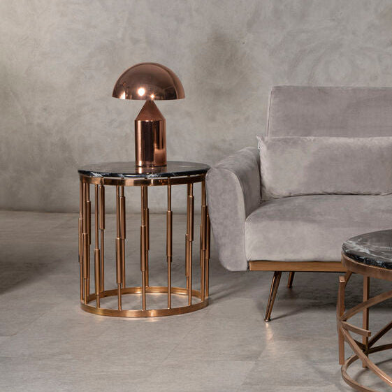 Alvaro Round Copper Finish Side Table - Image 2