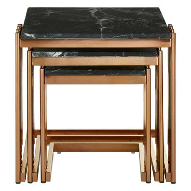Alvaro Nest Of 3 Square Tables With Black Marble Top