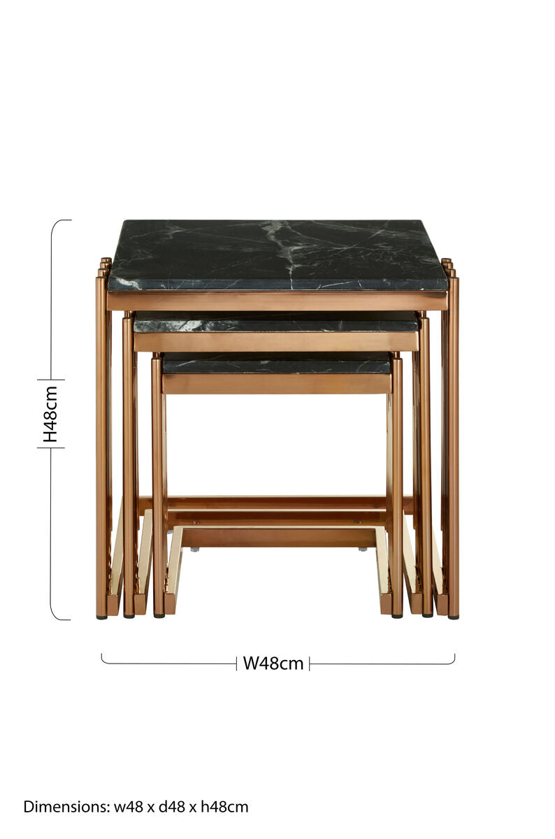 Alvaro Nest Of 3 Square Tables With Black Marble Top - Image 8