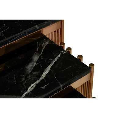 Alvaro Nest Of 3 Square Tables With Black Marble Top - Image 7