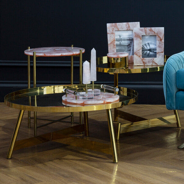 Alvaro Gold Set Of 2 Round Coffee Tables