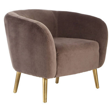 Louxor Grey Velvet Round Armchair