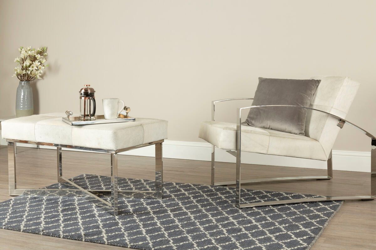 Kensington Townhouse Hairon Leather Chair With Steel Legs - Image 3