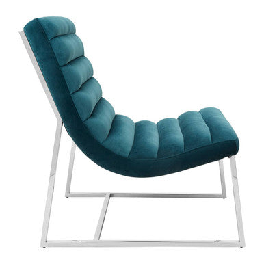 Vogue Teal Velvet Curving Profile Lounge Chair