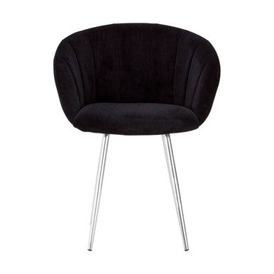 Black armchair with chrome legs on a white background