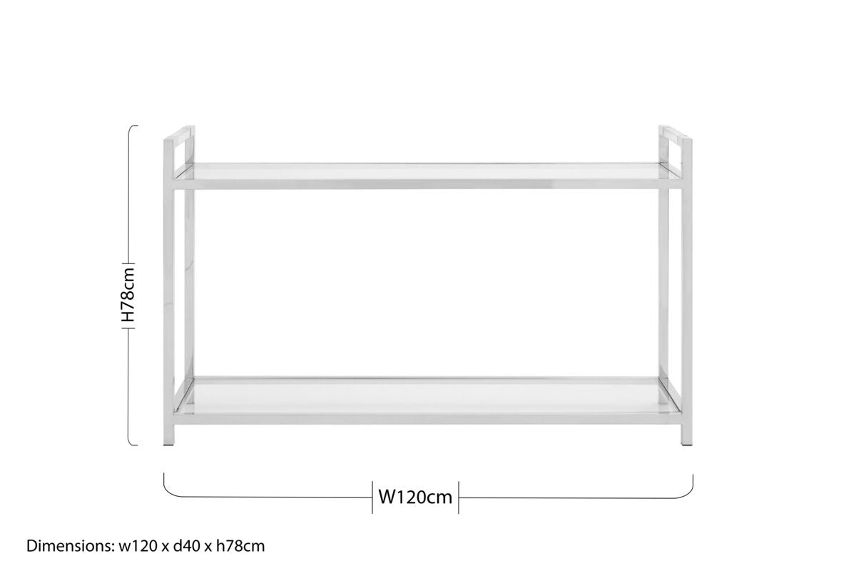 Vogue Stainless Steel Console Table With Glass Top
