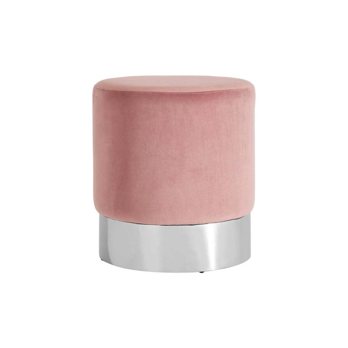 Vogue Pink Velvet Round Stool